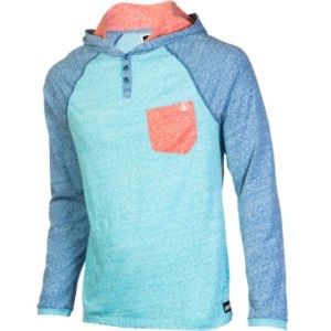New Men Blue Volcom Tempest Henley Hoodie